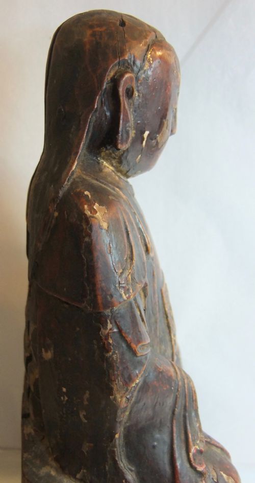 ANTIQUE CHINESE QING DYNASTY WOODEN MEDICINE FIGURE STATUE C1750 - ADDITIONAL PHOTO 6