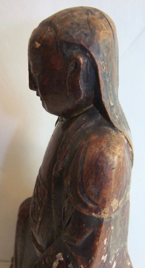 ANTIQUE CHINESE QING DYNASTY WOODEN MEDICINE FIGURE STATUE C1750 - ADDITIONAL PHOTO 11