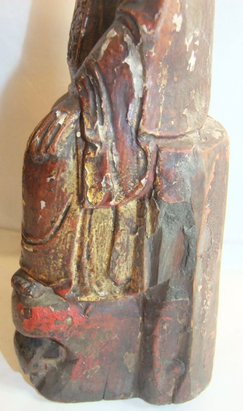 ANTIQUE CHINESE QING DYNASTY WOODEN MEDICINE FIGURE STATUE C1750 - ADDITIONAL PHOTO 12