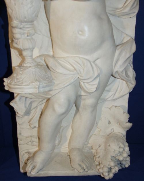 Large Pair Of 18th C. Plaster Cast Winged Cherubs Wall Friezes C.1780