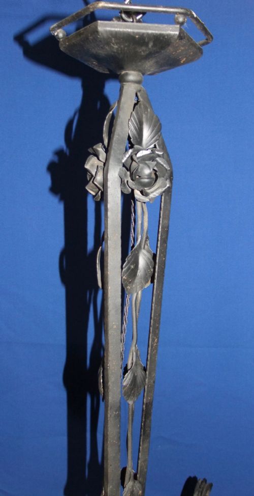 ART NOUVEAU GLASS METAL CHANDELIER BY VERRERIE DES VOSGE C1910 - ADDITIONAL PHOTO 6