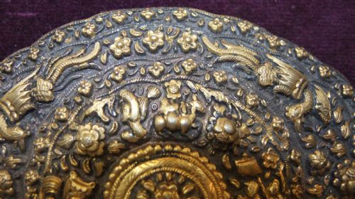 ANTIQUE LARGE STRAITS CHINESE PERANAKAN SOLID GILT SILVER BELT BUCKLE C1880 - ADDITIONAL PHOTO 2