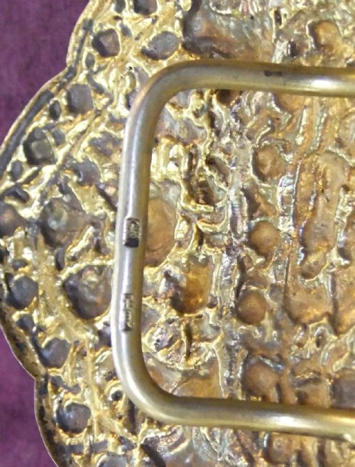 ANTIQUE LARGE STRAITS CHINESE PERANAKAN SOLID GILT SILVER BELT BUCKLE C1880 - ADDITIONAL PHOTO 6