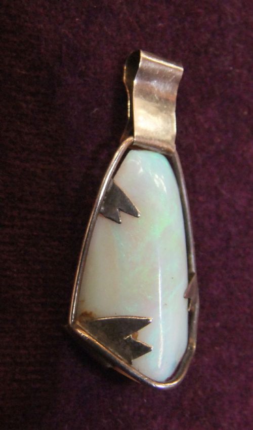 LARGE AUSTRALIAN MILK OPAL SILVER PENDANT C1960 - ADDITIONAL PHOTO 2
