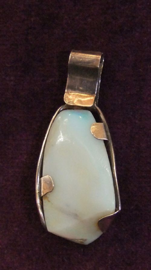 LARGE AUSTRALIAN MILK OPAL SILVER PENDANT C1960 - ADDITIONAL PHOTO 3