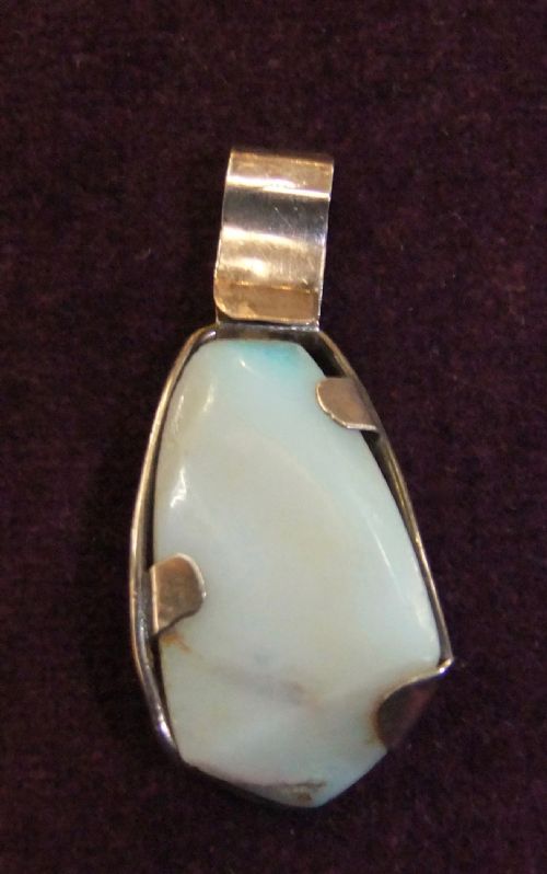 LARGE AUSTRALIAN MILK OPAL SILVER PENDANT C1960 - ADDITIONAL PHOTO 4