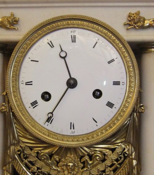FRENCH DIRECTOIRE PERIOD MARBLE ORMOLU PORTICO CLOCK 17951799 - ADDITIONAL PHOTO 1