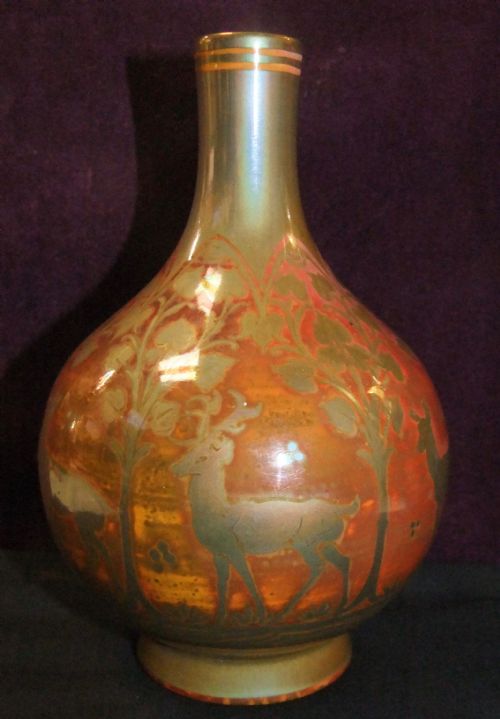 1924 ROYAL LANCASTRIAN LUSTRE VASE WITH DEER BY RICHARD JOYCE - ADDITIONAL PHOTO 2