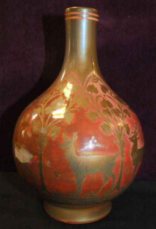 1924 ROYAL LANCASTRIAN LUSTRE VASE WITH DEER BY RICHARD JOYCE - ADDITIONAL PHOTO 3