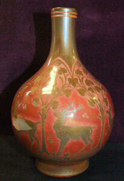 1924 ROYAL LANCASTRIAN LUSTRE VASE WITH DEER BY RICHARD JOYCE - ADDITIONAL PHOTO 4