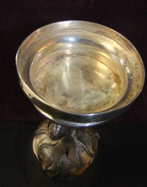 RARE LARGE 19TH C CHINESE SILVER GOBLET WITH KOI CARP BY ZEE WO C1890 - ADDITIONAL PHOTO 5