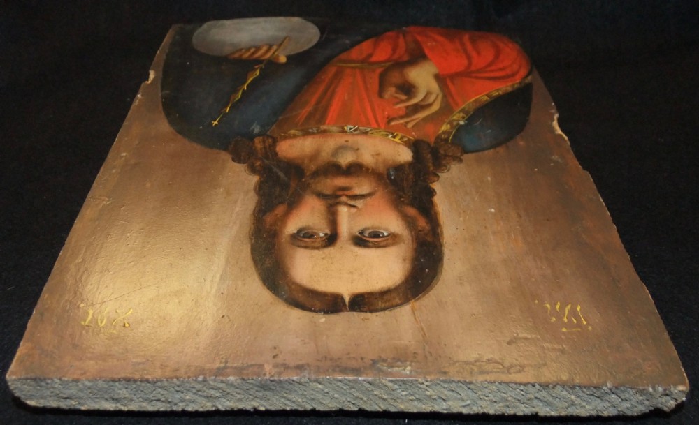 A nineteenth-century Russian Orthodox icon painted on a wooden panel depicting Christ Pantocrator with a raised right hand. View IX