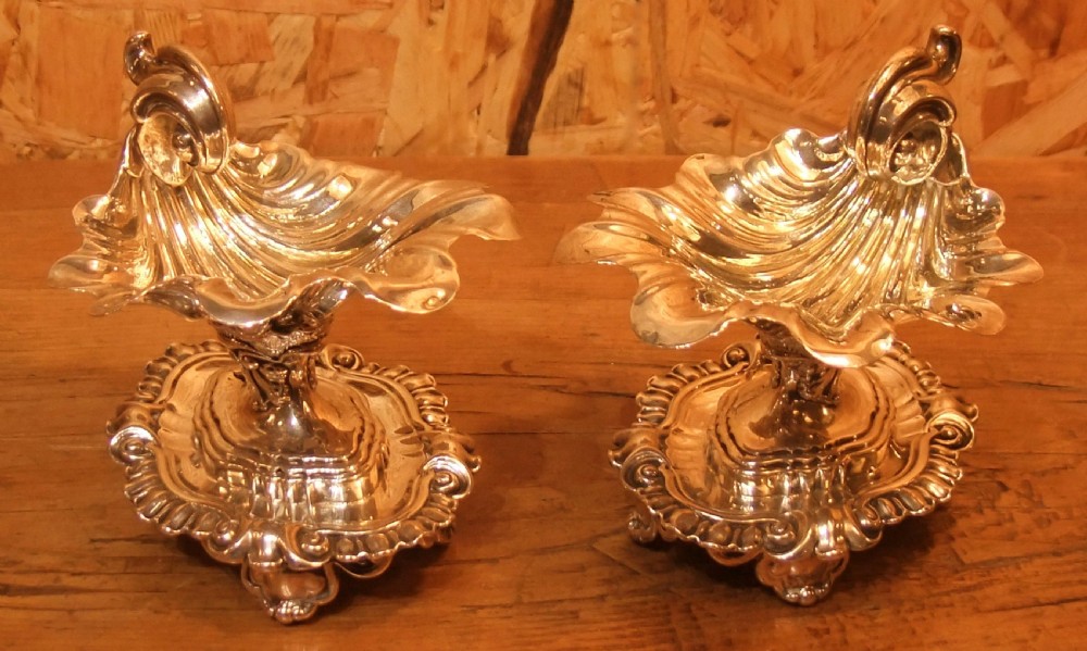 Pair of 19th C. French Silver Salt Vessels c.1850 View IV