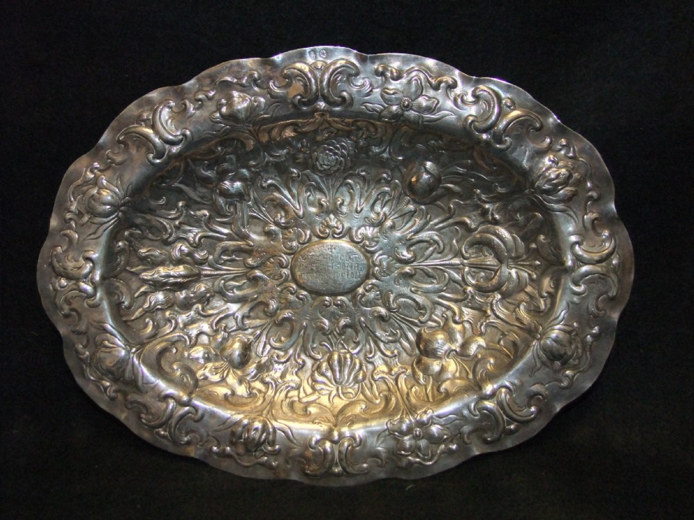 Rare Antique Cypriot Templar Related Repousse Silver Dish 1720 