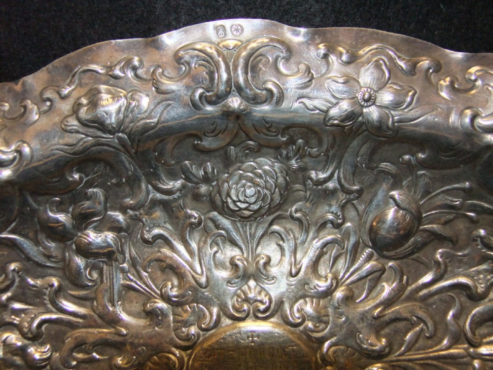 Rare Antique Cypriot Templar Related Repousse Silver Dish 1720  View VI
