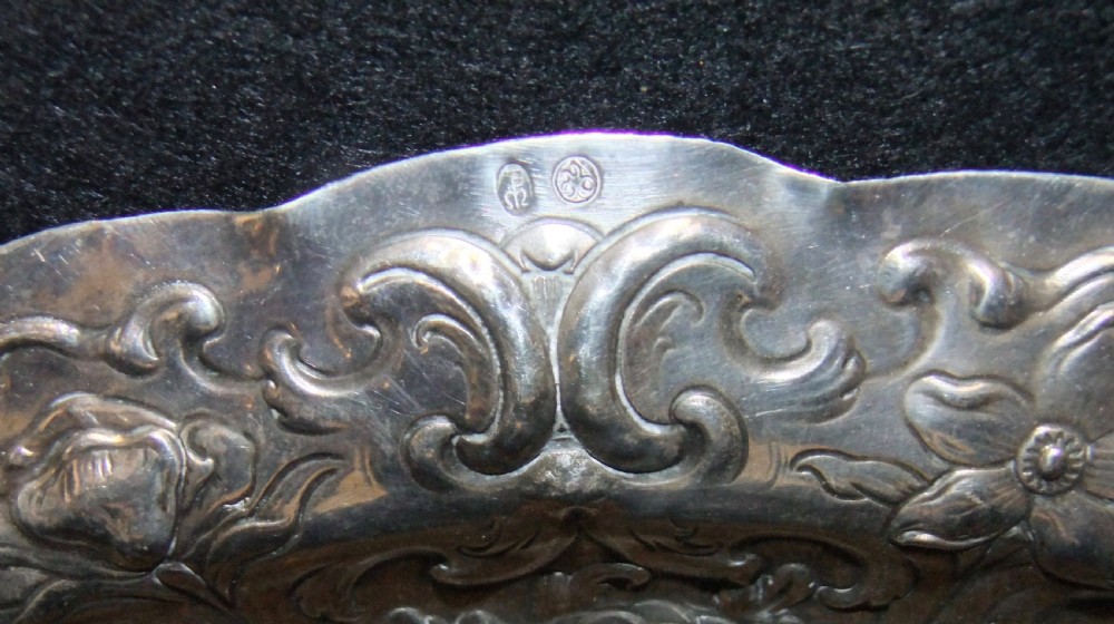 Rare Antique Cypriot Templar Related Repousse Silver Dish 1720  View VII