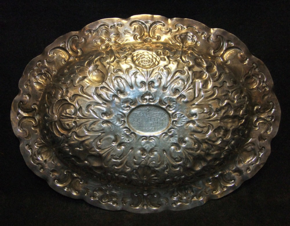 Rare Antique Cypriot Templar Related Repousse Silver Dish 1720  View IX