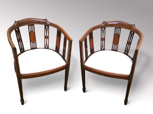 Pair of Edwardian Mahogany Club Chairs
