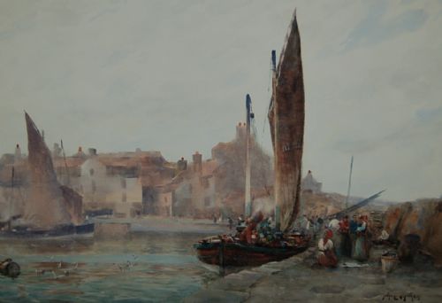 John Ernest Aitken Watercolour - Port St Mary, Isle of Man