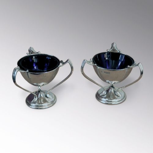 Pair of Art Nouveau Silver Salts