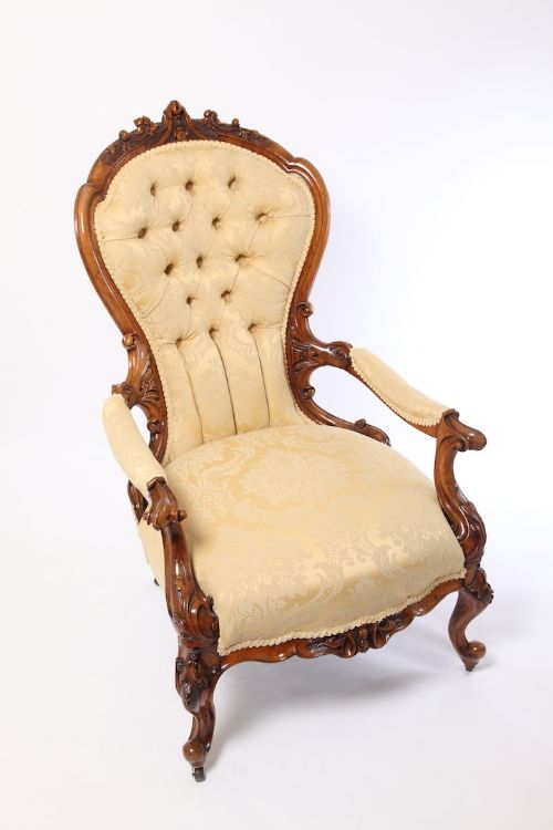 Quality Victorian Walnut Open Armchair