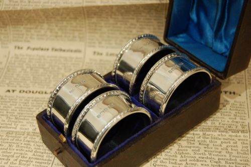 Boxed Set of Four Silver Napkin Rings