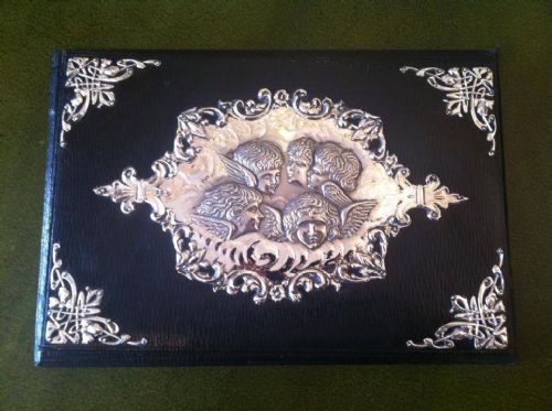 Edwardian Silver & Leather Blotter with Letter Holder.