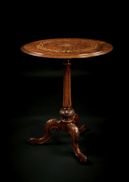 Victorian Burr Walnut Inlaid Occasional/wine Table