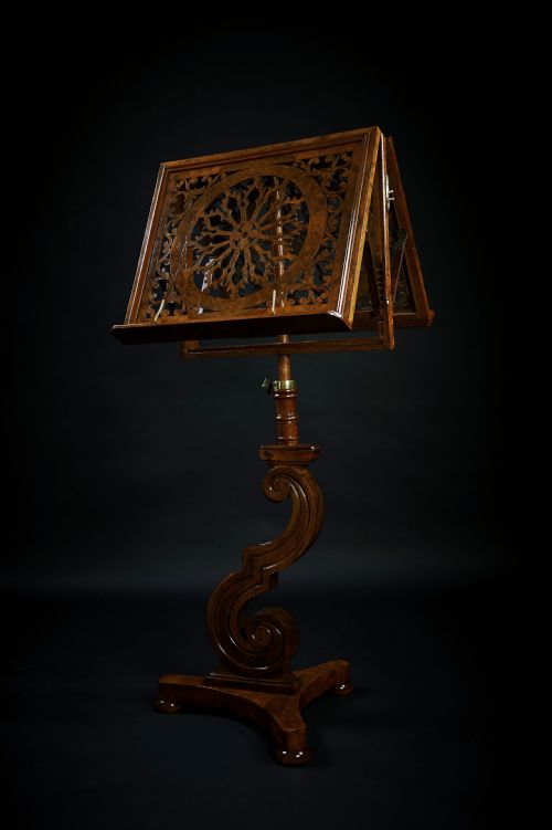 Fabulous Victorian Figured Walnut Duet Stand
