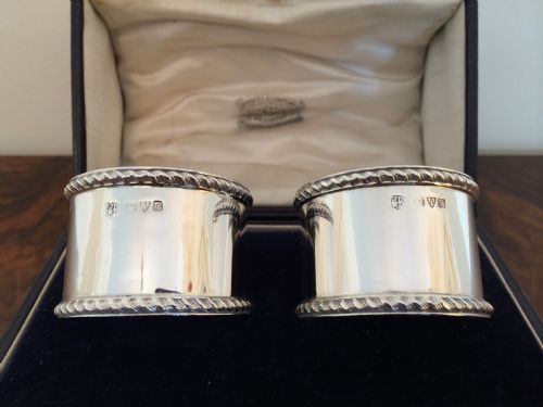 Pair of Silver Napkin Rings in Original Case