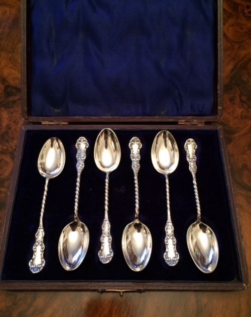 Set of Six Edwardian Silver Coffee Spoons 1903