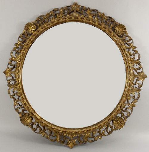 Victorian Giltwood Circular Mirror