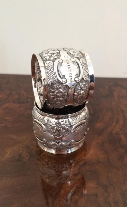 Pair of Victorian Silver Napkin Rings, 1895