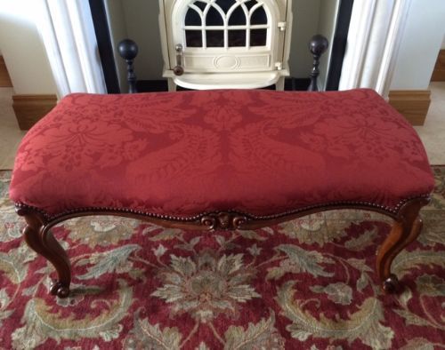 Superb Victorian Walnut Upholstered Stool