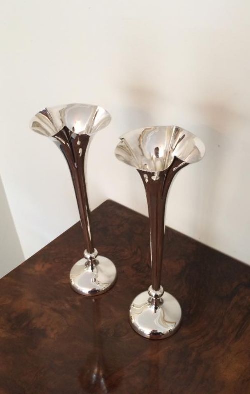 Fabulous Pair of Edwardian Silver Vases, 1905