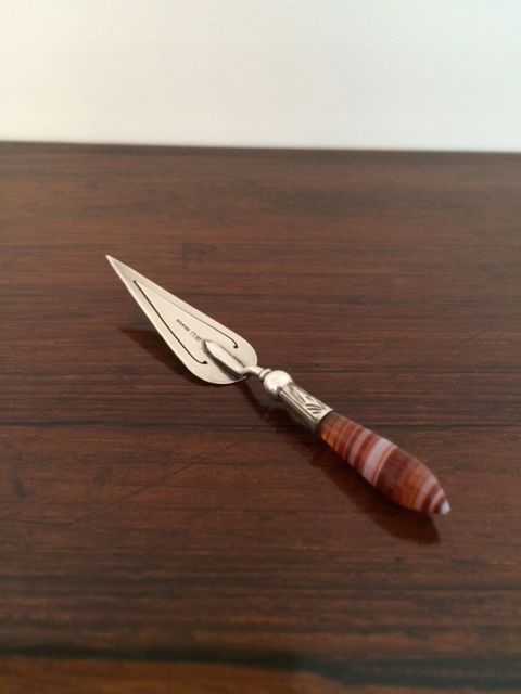 Silver & Agate Bookmark in Trowel Form