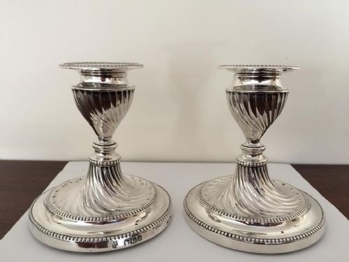 Quality Pair of Victorian Silver Candlesticks, Sheffield 1899