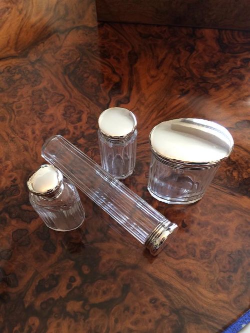 Set of Four Mappin & Webb Silver Dressing Table Jars