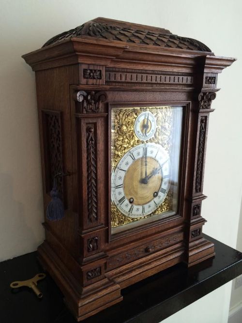 fig 1. Impressive Lenzkirch Oak Cased Bracket Clock 