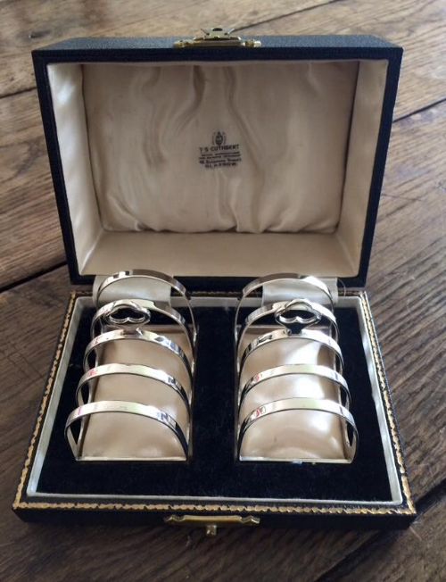 Pair George VI Silver Toast Racks in Original Box