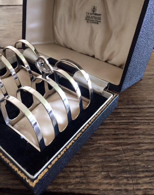 fig 2. Pair George VI Silver Toast Racks In Original Box