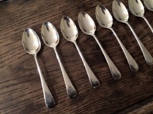 fig 1. 12 Silver Tea Spoons, Sheffield 1908