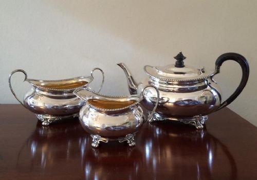 fig 1. Victorian Silver Three Piece Tea Service, 1894