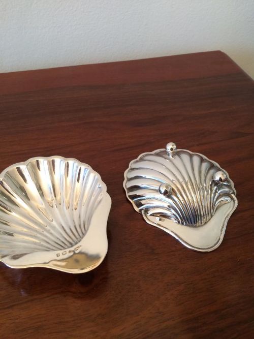fig 2. Pair of Silver Butter Dishes by Levi & Salaman