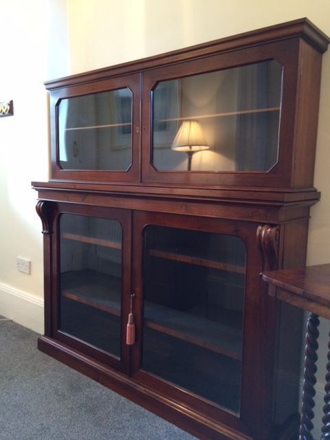 Quality Victorian Rosewood Bookcase/display Cabinet