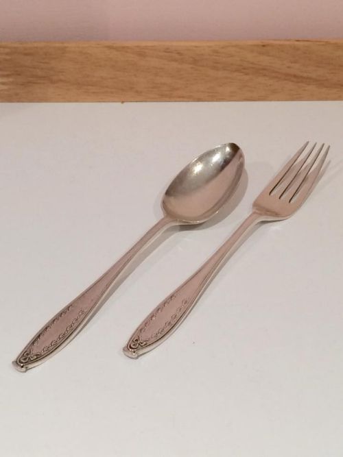 Silver Christening Spoon & Fork Set, 60 Grams