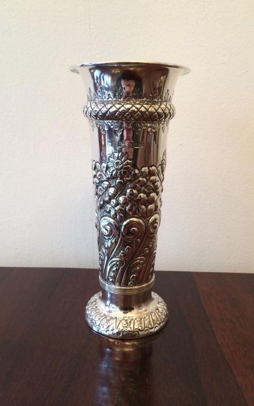 Large Edwardian Silver Vase, 1908