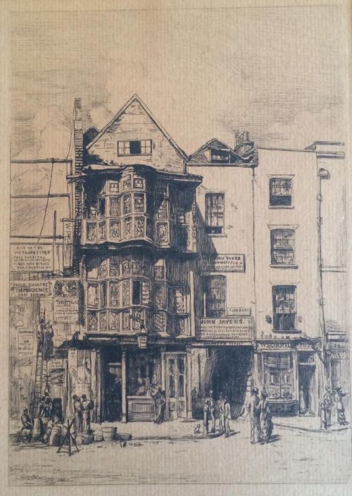 Percy Thomas Etching, Sir Paul Pinders House, 1881