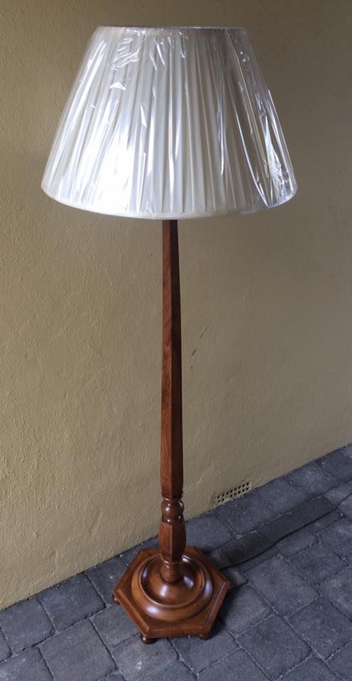 Art Deco Walnut Standard Lamp and Shade