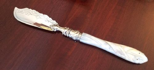 Victorian Silver & Mother of Pearl Butter Knife, 1863